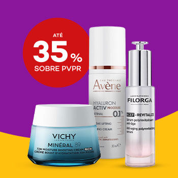 Produtos de cosm&eacute;ica de rosto com desconto at&eacute; 40% sobre Pre&ccedil;o de Venda ao P&uacute;blico Recomendado.