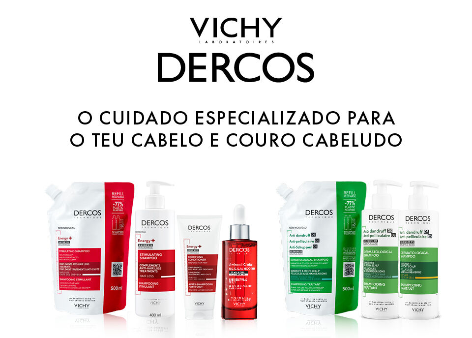 Destaque da gama de produtos capilares Dercos.
