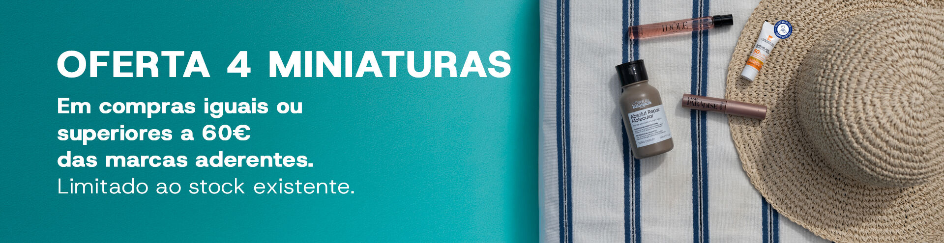 Oferta 4 miniaturas em compras iguais ou superiores a 60&euro; das marcas aderentes. Limitado ao stock existente.