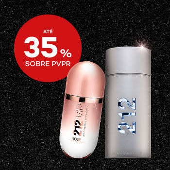 Produtos da Carolina Herrera com selo de desconto até 35% sobre preço de venda ao público recomendado