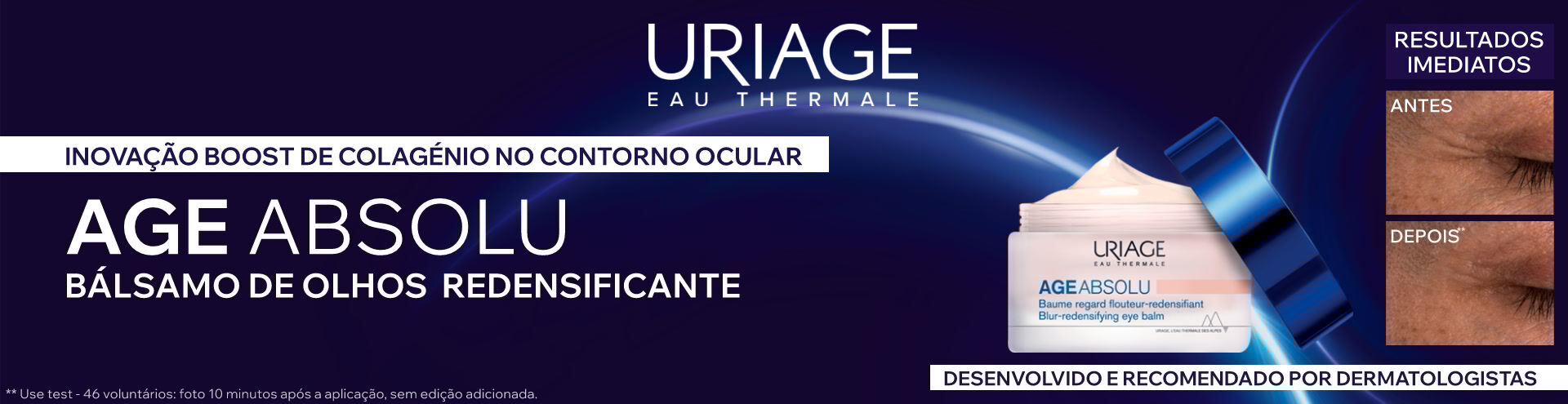 Uriage. Inovação boost de colagénio no controlo ocular. Novo Age Absolu Bálsamo de Olhos Redensificante. Descobre já.