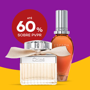 Perfumes de Senhora com selo de desconto até 60% sobre preço de venda ao público recomendado.