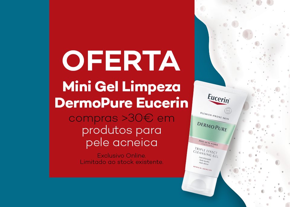Destaque da oferta do mini gel de limpeza Dermopure Eucerin Destaque da oferta do mini gel de limpeza Dermopure Eucerin