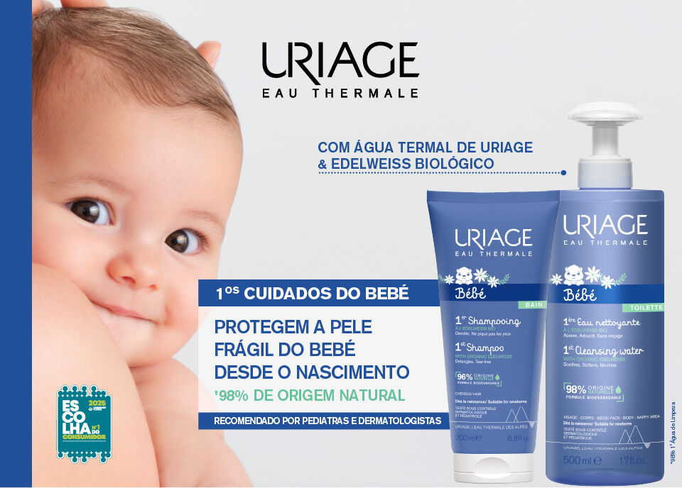 Destaque de produtos Uriage para os primeiros cuidados do bebé Destaque de produtos Uriage para os primeiros cuidados do bebé