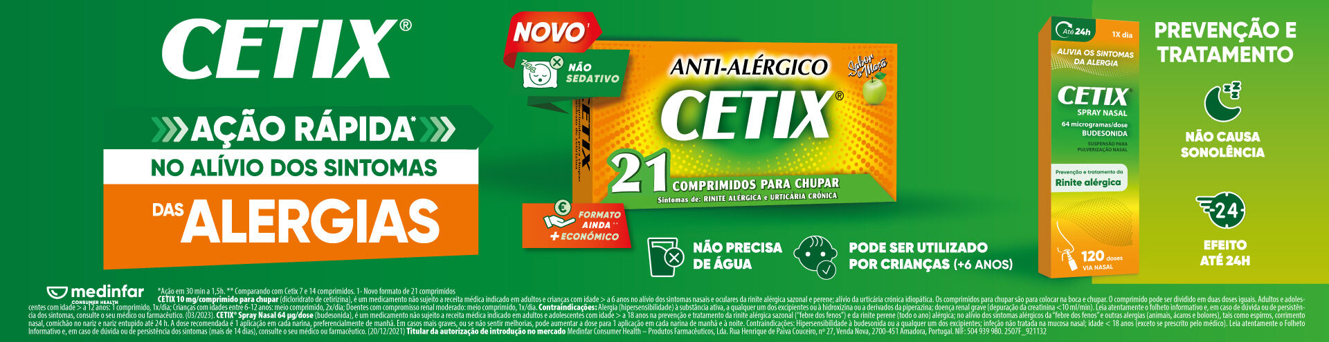 Cetix. Ação rápida no alívio dos sintomas das alergias. Prevenção e tratamento.