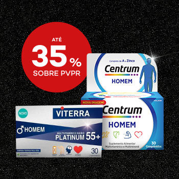 Destaque supelemntos alimentares em campanha black friday com selo de desconto até 35% sobre preço de venda ao público recomendado