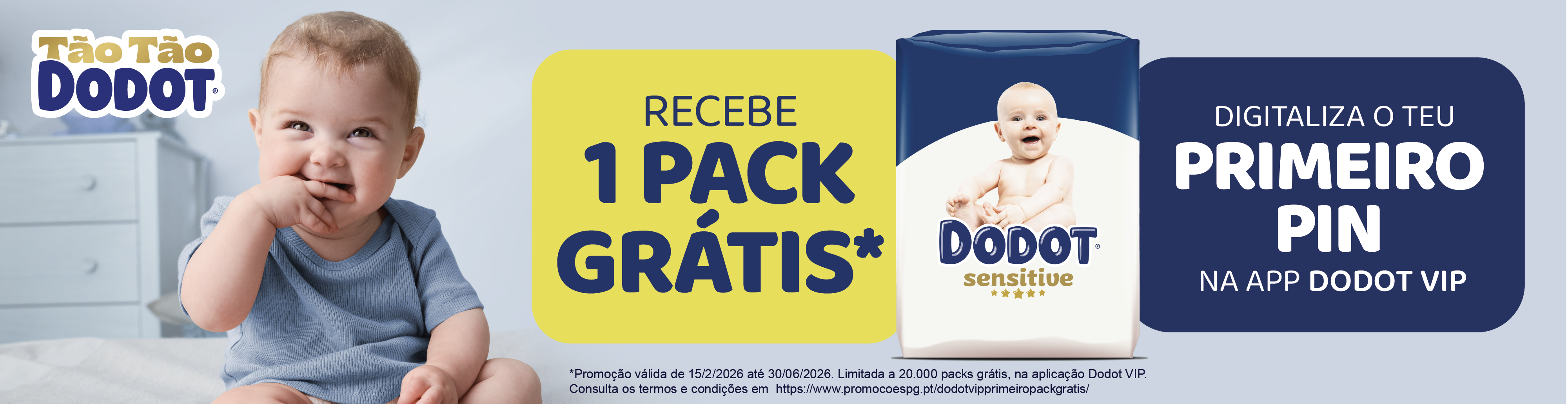 Recebe um pack gr&aacute;tis, digitaliza o teu primeiro PIN na app Dodot VIP.