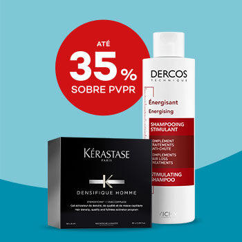 Tratamento Anti-Queda Homem com selo de desconto at&eacute; 35% sobre pre&ccedil;o de venda ao p&uacute;blico recomendado.