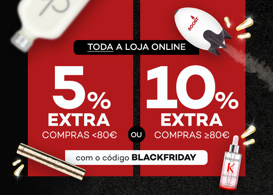Produtos em campanha Black Friday com selo de desconto até 60% sobre preço de venda ao público recomendado