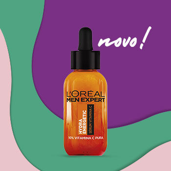 Destaque do novo sérum L'Oréal Men Expert Hydra Energetic com 10% vitamina C pura num formato conta-gotas