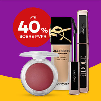 Produtos de maquilhagem de luxo  com desconto at&eacute; 40% sobre Pre&ccedil;o de Venda ao P&uacute;blico Recomendado.