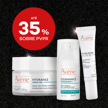 Avène com selo de desconto até 35% sobre preço de venda ao público recomendado.