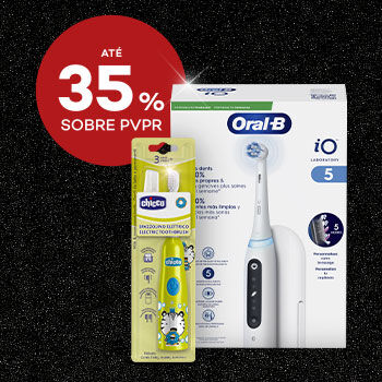 Destaque produtos Escovas de Dentes Elétricas em campanha black friday com selo de desconto até 35% sobre preço de venda ao público recomendado