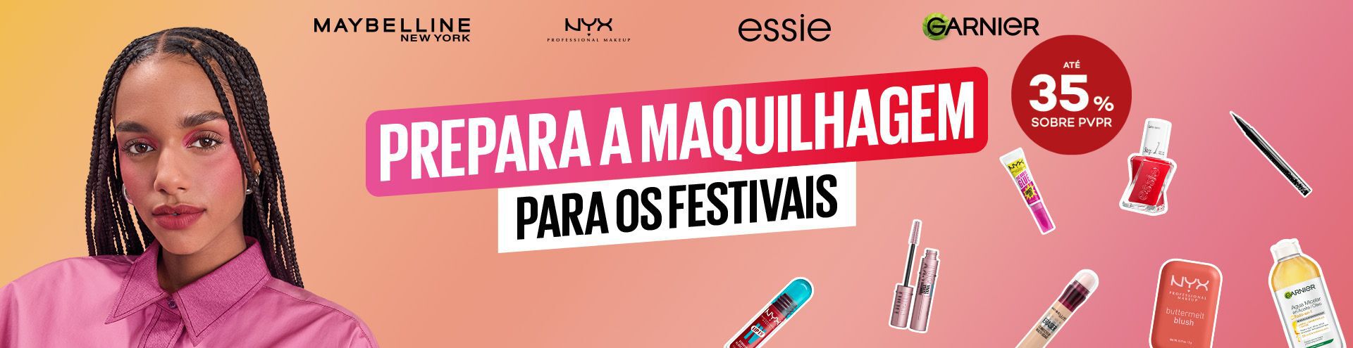 Prepara a maquilhagem para o festivais! Com selo de desconto at&eacute; 35% sobre pre&ccedil;o de venda ao p&uacute;blico recomendado.
