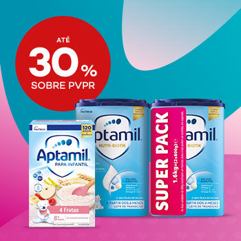 Artigos Aptamil com selo de desconto de 30% sobre preço de venda ao público recomendado