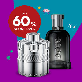 Perfumes de Homem com selo de desconto até 60% sobre preço de venda ao público recomendado.