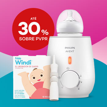 Produtos de puericultura com desconto at&eacute; 30% sobre Pre&ccedil;o de Venda ao P&uacute;blico Recomendado.