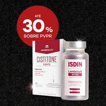 Suplementos em campanha black friday com selo de desconto até 30% sobre preço de venda ao público recomendado