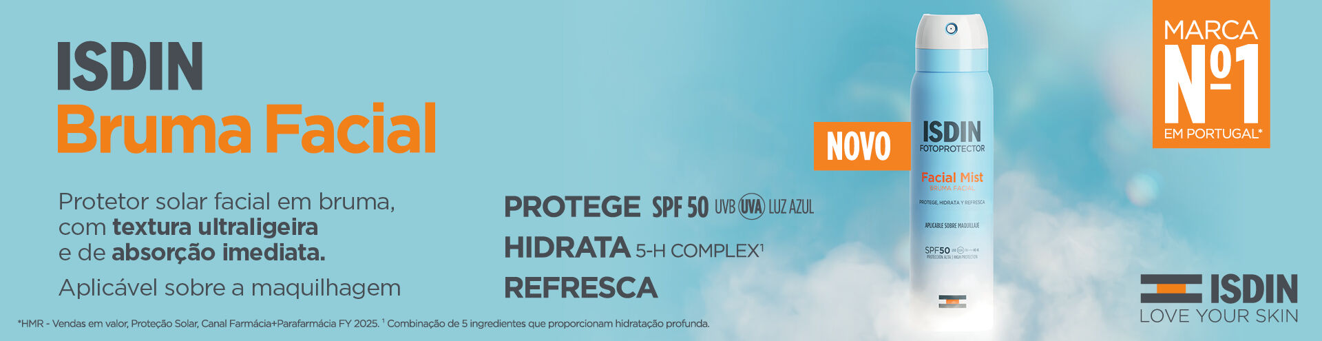 Isdin Bruma Facial. protetor facial em bruma, com textura ultraligeira e de absor&ccedil;&atilde;o imediata.