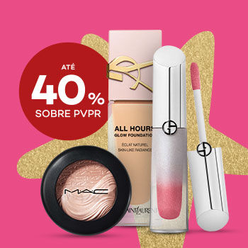 Produtos de maquilhagem de luxo  com desconto até 40% sobre Preço de Venda ao Público Recomendado.