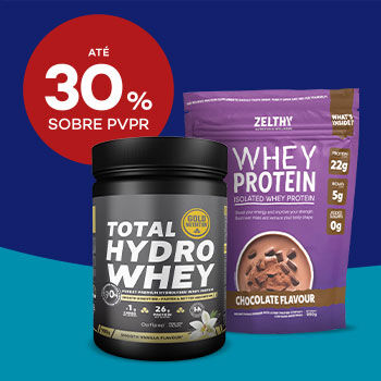 Produtos de Proteínas com selo de desconto até 30% sobre preço de venda ao público recomendado.