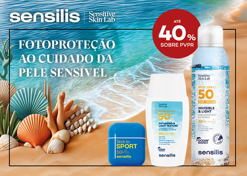 Protetores solares Sensilis com selo de desconto até 40% sobre preço de venda ao público recomendado Protetores solares Sensilis com selo de desconto até 40% sobre preço de venda ao público recomendado