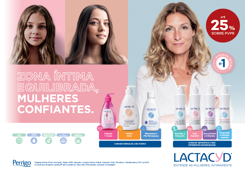 Produtos Lactacyd com selo de desconto de até 25% sobre preço de venda ao público recomendadomendadodo azul com rosto de mulher ao lado, evocando cuidado. Imagem da oferta em destaque Produtos Lactacyd com selo de desconto de até 25% sobre preço de venda ao público recomendadomendadodo azul com rosto de mulher ao lado, evocando cuidado. Imagem da oferta em destaque