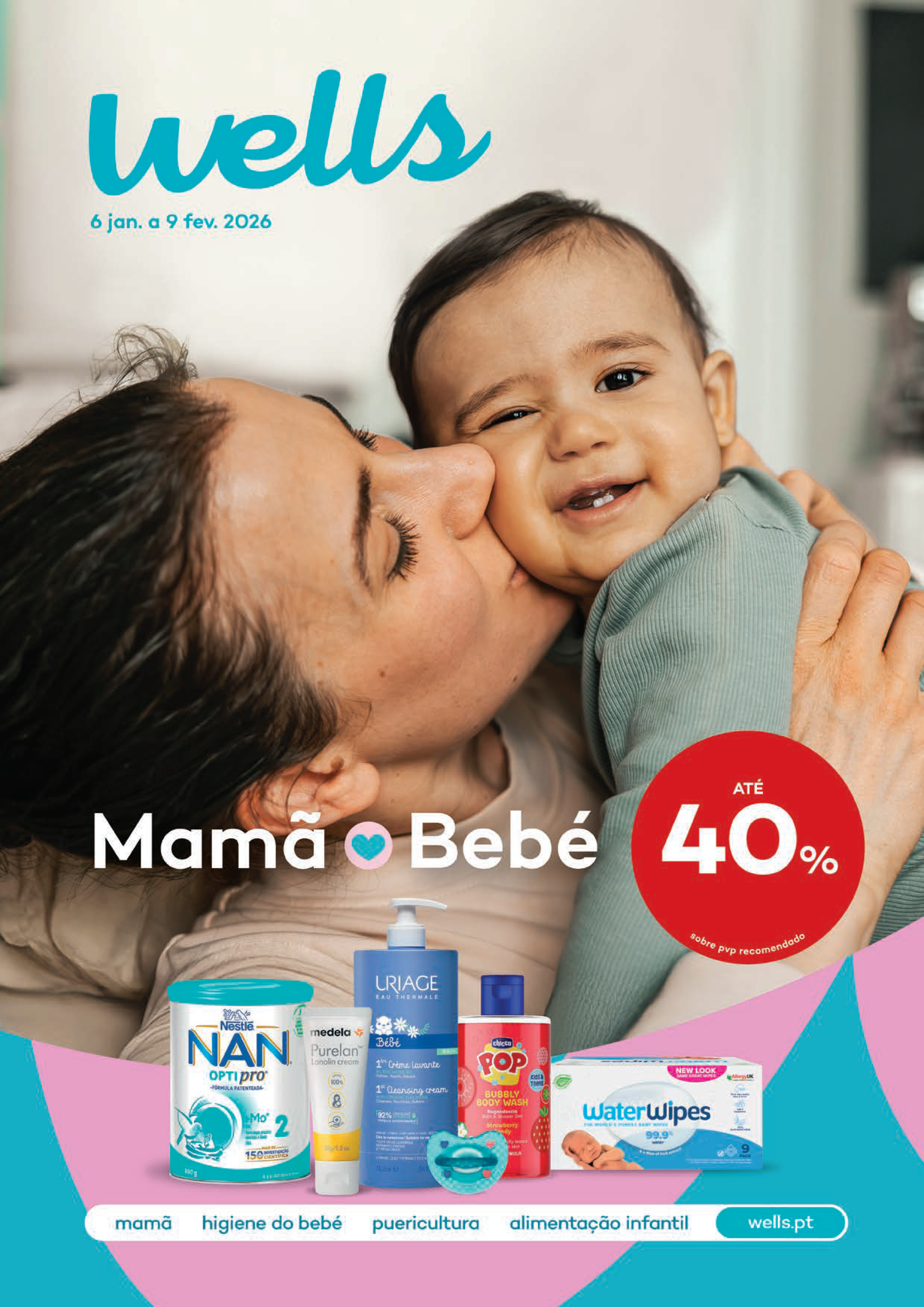 Capa do Folheto Beb&eacute; e Mam&atilde; com selo at&eacute; 40% sobre pre&ccedil;o de venda ao p&uacute;blico recomendado