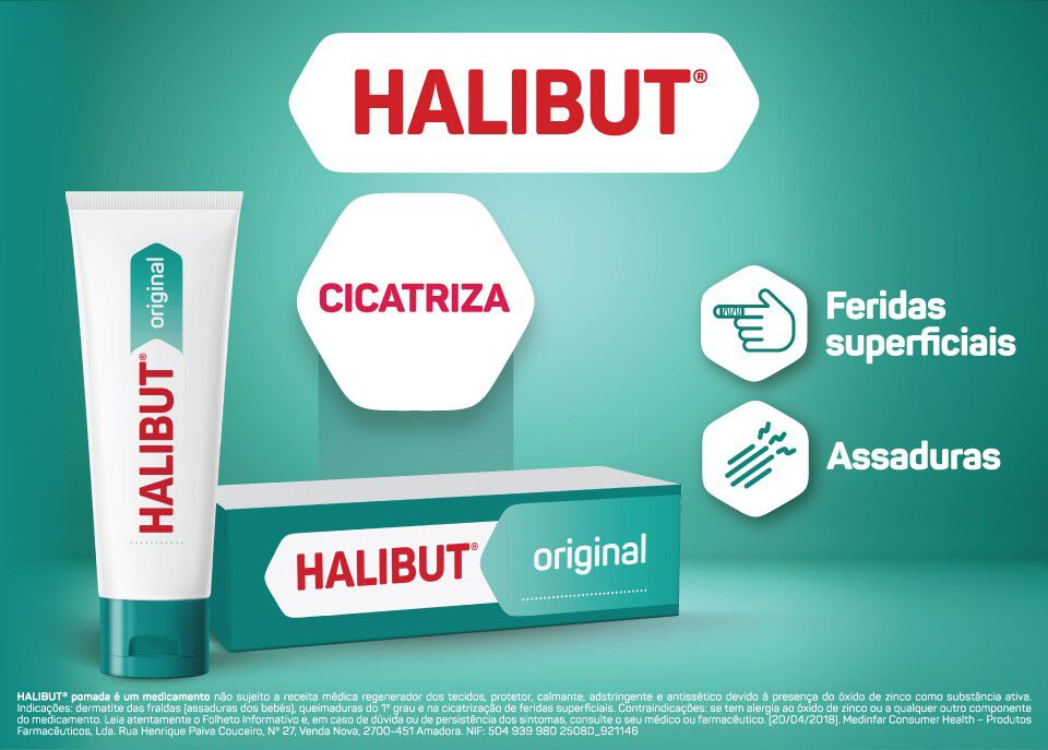 Destaque de Halibut Pomada. Medicamento não sujeito a receita médica Destaque de Halibut Pomada. Medicamento não sujeito a receita médica