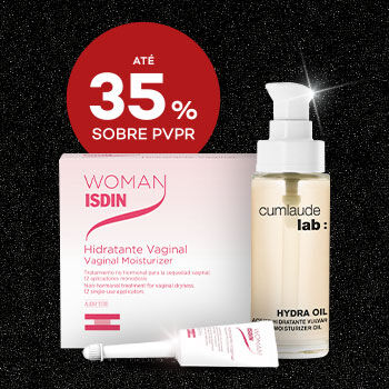 Destaque produtos de Hidratação Íntima em campanha black friday com selo de desconto até 35% sobre preço de venda ao público recomendado