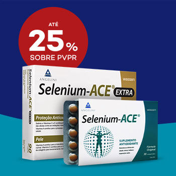 Produtos Selenium Ace com selo de desconto até 25% sobre preço de venda ao público recomendado.