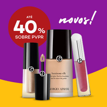 Novidade maquilhagem giorgio armani com desconto até 40% sobre Preço de Venda ao Público Recomendado.