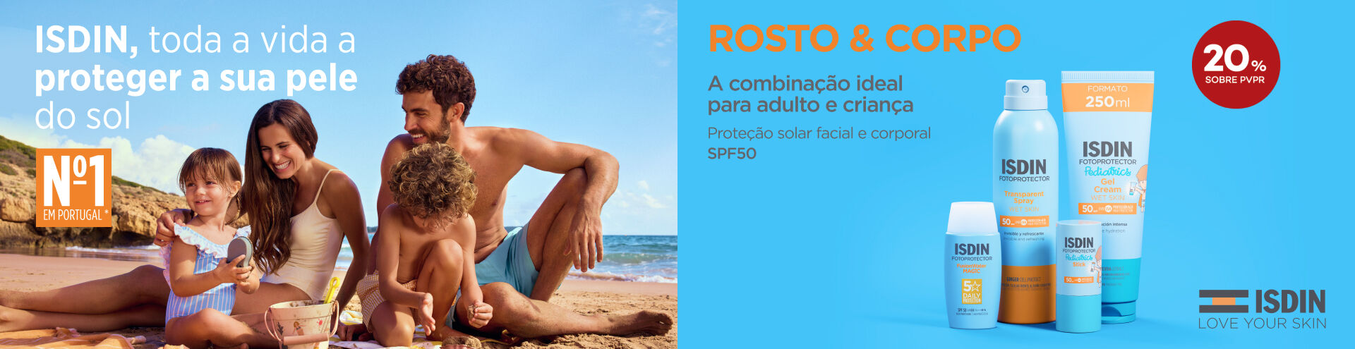 ISDIN, toda a vida a proteger a sua pele do sol. Protetores Solares ISDIN com selo de desconto 20% sobre preço de venda ao público recomendado.