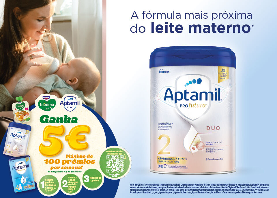 Destaque de produto Aptamil com comunica&ccedil;&atilde;o de passatempo