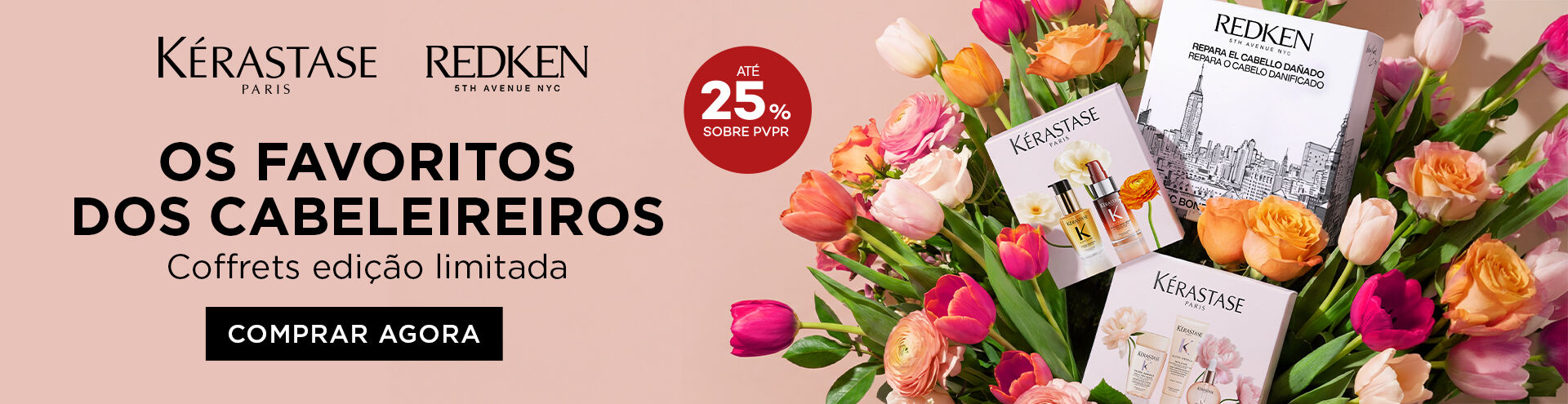 K&eacute;rastase, Redken, os favoritos dos cabelereiro, coffrets edi&ccedil;&atilde;o ilimitada. Com selo at&eacute; 25% sobre pvpr. Compra agora!