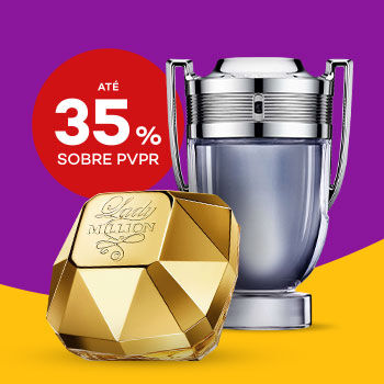 Rabanne com selo de desconto at&eacute; 35% sobre pre&ccedil;o de venda ao p&uacute;blico recomendado.