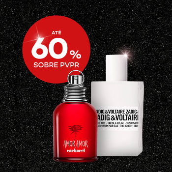 Perfumes de Senhora com selo de desconto até 60% sobre preço de venda ao público recomendado.