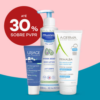 Produtos de Hidratação do Bebé com selo de desconto até 30% sobre preço de venda ao público recomendado.