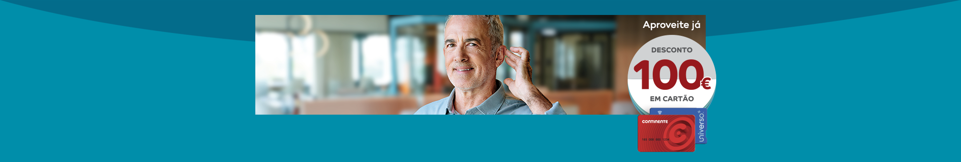 Aproveite J&aacute; Desconto de 100&euro; wm cart&atilde;o continete ou universo