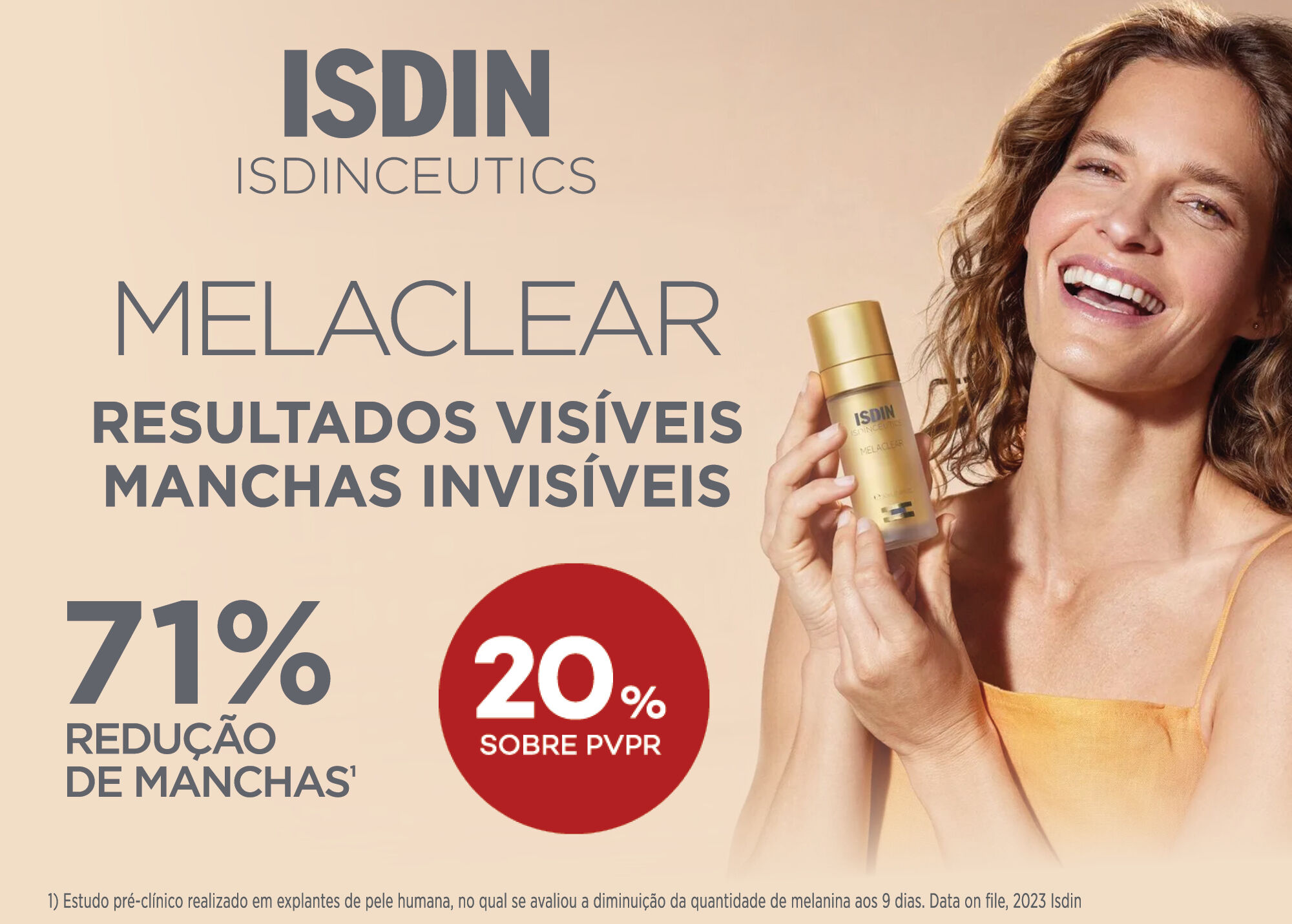 Produtos Isdin com selo 20% sobre pre&ccedil;o de venda ao p&uacute;blico recomendado