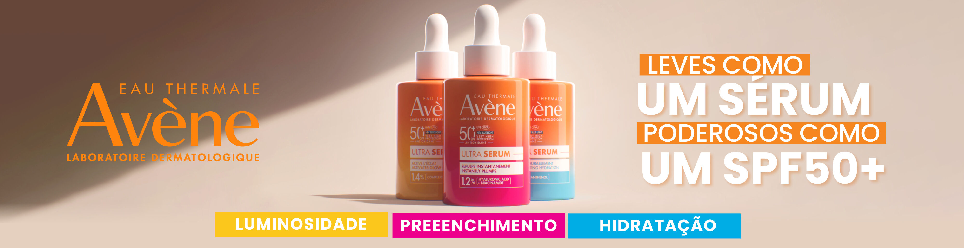 Av&egrave;ne Ultra Serum. Leves como um s&eacute;rum, poderosos como um SPF50+