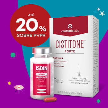 Produtos de nutricosmetica com desconto até 20% sobre Preço de Venda ao Público Recomendado.