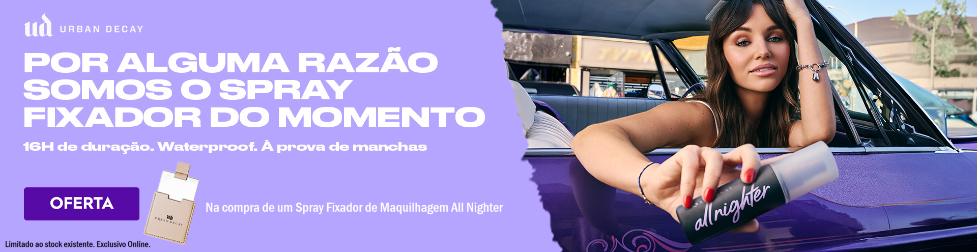 Oferta bolsa, na compra de um spray fixador de Maquilhagem All Nighter da Urban Decay. 