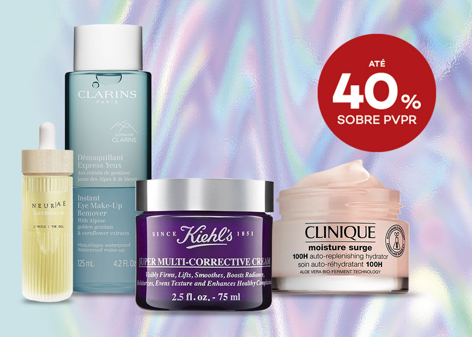 Produtos de cosm&eacute;tica luxo com selo at&eacute; 40% sobre pre&ccedil;o de venda ao p&uacute;blico recomendado