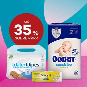 Produtos de Muda da Fralda com selo de desconto até 35% sobre preço de venda ao público recomendado.