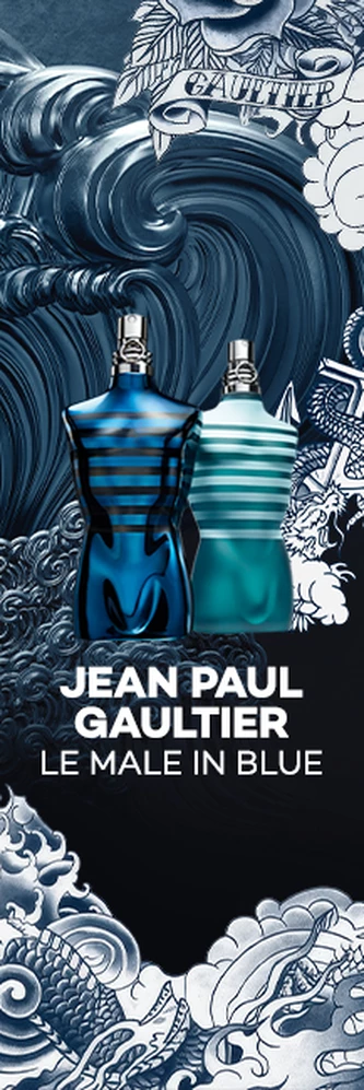 Novo le male in blue da marca jean paul gaultier com destaque promocional de 20% sobre pre&ccedil;o de Venda ao P&uacute;blico Recomendado