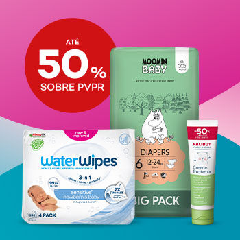 Produtos muda da fralda com desconto at&eacute; 50% sobre Pre&ccedil;o de Venda ao P&uacute;blico Recomendado.