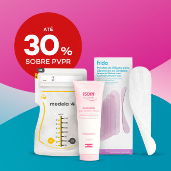Produtos de Mam&atilde; com selo de desconto at&eacute; 30% sobre pre&ccedil;o de venda ao p&uacute;blico recomendado.