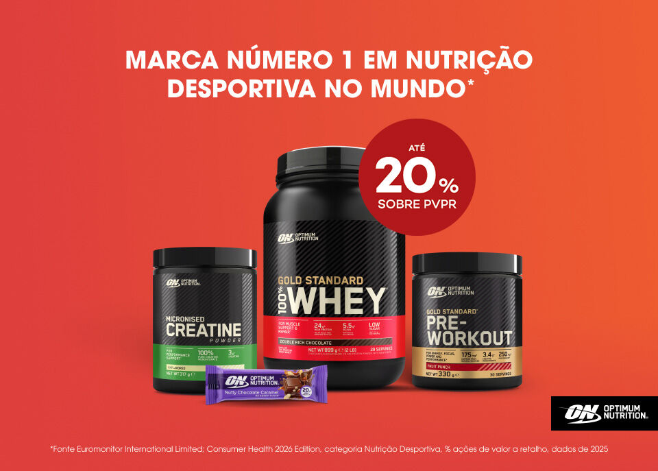 Optimum Nutrition com selo de desconto at&eacute; 20% sobre pre&ccedil;o de venda ao p&uacute;blico recomendado