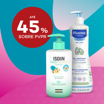Produtos higiene bebé com desconto até 45% sobre preço de Venda ao Público Recomendado